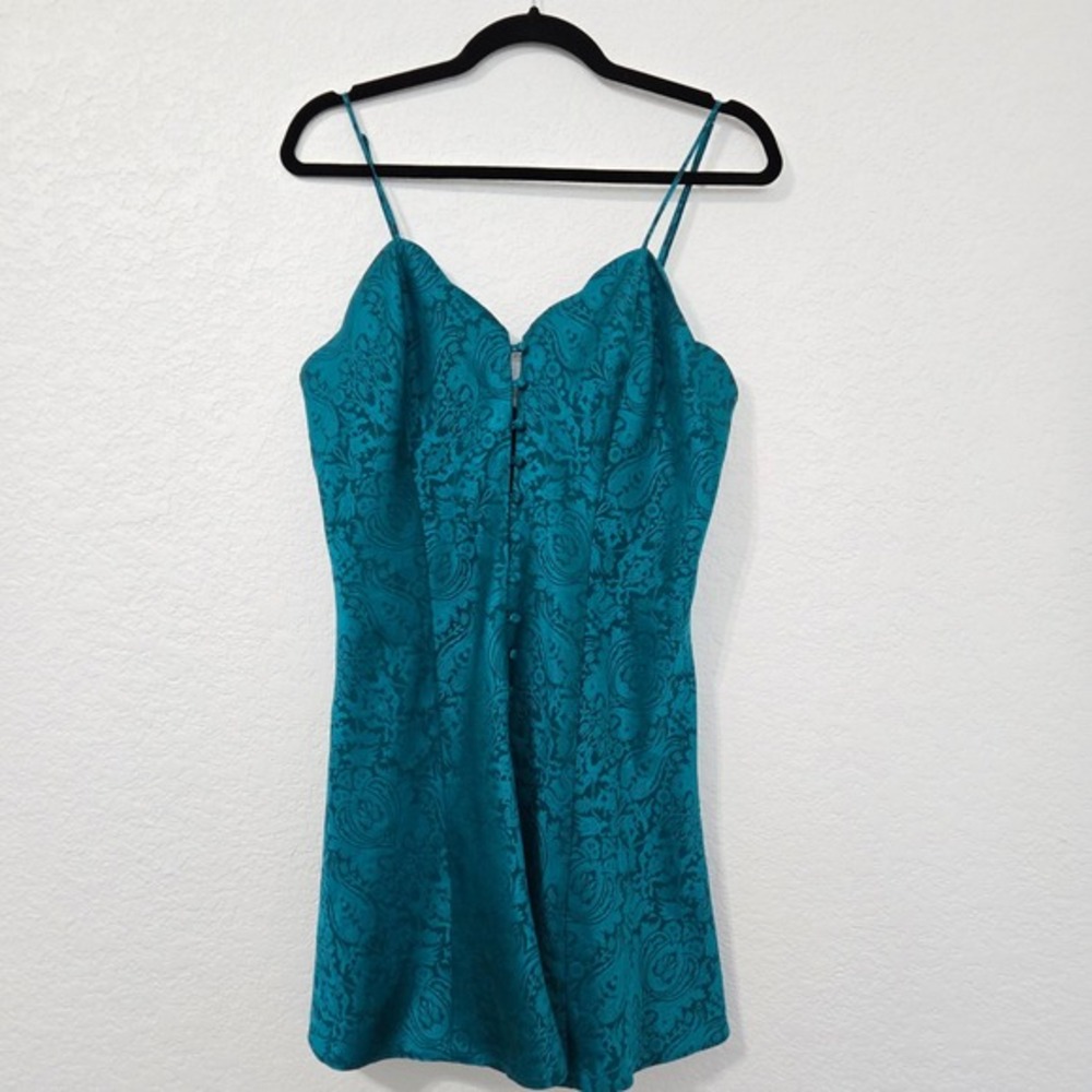 Victorias Secret M Y2K Vintage Slip Dress Mini Teal Green Lingerie‎ Cocktail
